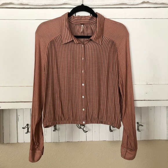 Free People Tops - Free People Striped Button Up Shirt Sz M